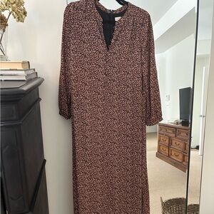 Hatch Long Sleeve Floral Dress in Brown and White
